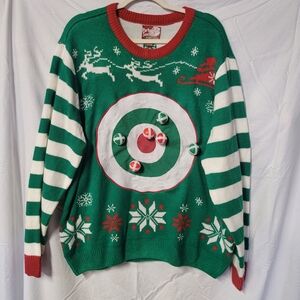 Festive Green and Red Reindeer Sweater